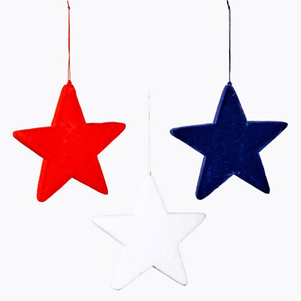 Set of 3 - 7.5" Large Flocked Stars
